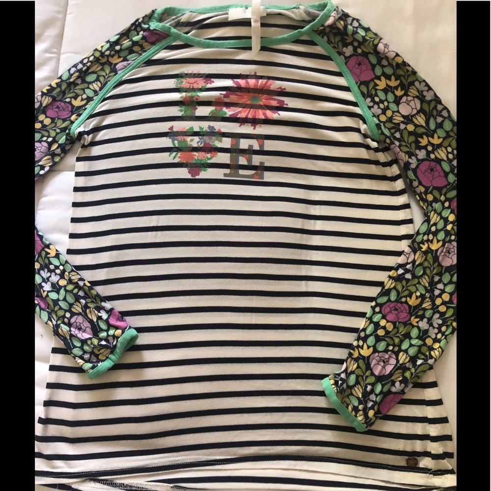 Matilda Jane “LOVE” T-shirt. Striped, floral